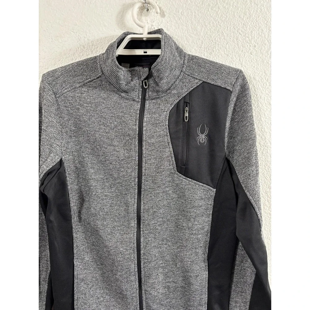 Spyder Jacket Mens Medium Gray Black Fleece Lined Softshell Full Zip‎ Athletic